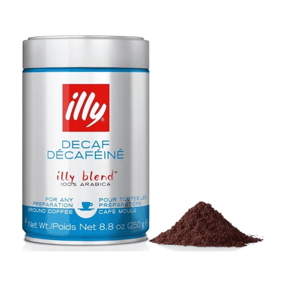 illy Decaf Ground Coffee, Classico Medium Roast, 100% Arabica, 8.8 oz