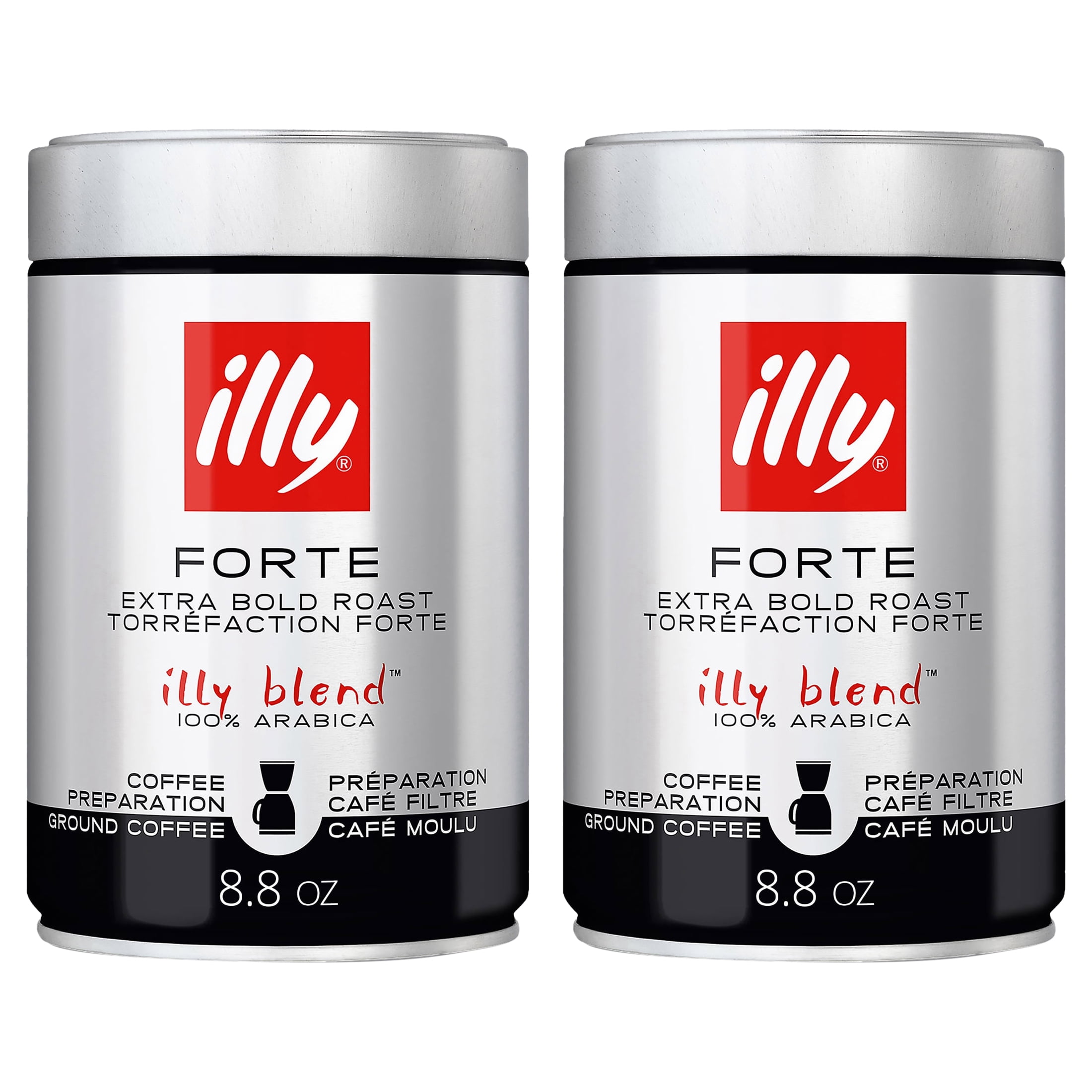 (2 pack) illy Ground Coffee Drip Forte Extra Bold Roast, 8.8 Oz