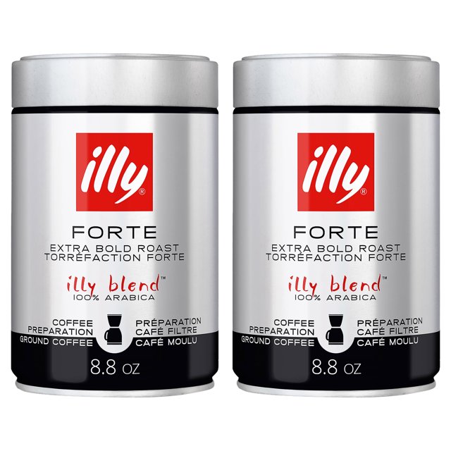 (2 pack) illy Ground Coffee Drip Forte Extra Bold Roast, 8.8 Oz