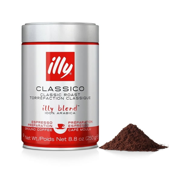 illy Ground Espresso Coffee, Classico Medium Roast, 100% Arabica, 8.8 oz