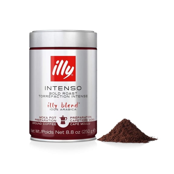 illy Ground Moka Coffee, Intenso Bold Roast, 100% Arabica, 8.8 Oz