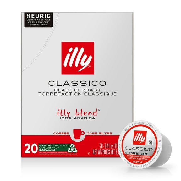illy K-Cup Coffee Pods, Classico Medium Roast, 100% Arabica, 20 Ct