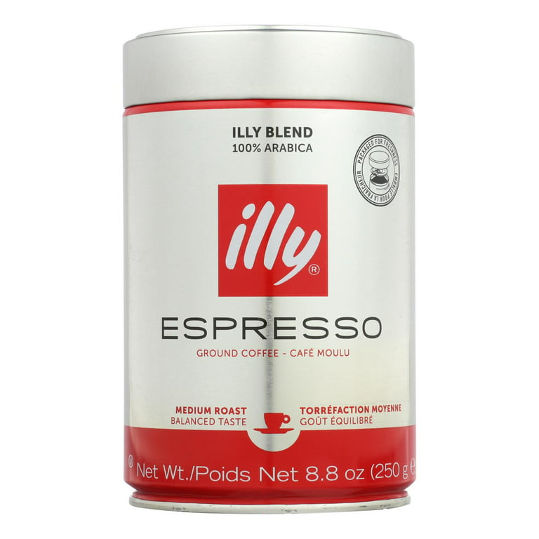 illy Whole Bean Coffee, Dark Roast, 8.8 oz (250g), 12 Cans