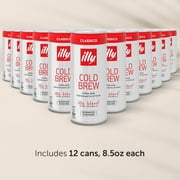 Illy Cold Brew Coffee, Ready-to-Drink, Classico, 100% Arabica, 12 Pack