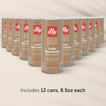 Illy Cold Brew Coffee, Ready-to-Drink, Latte Macchiato, 100% Arabica, 12 Pack