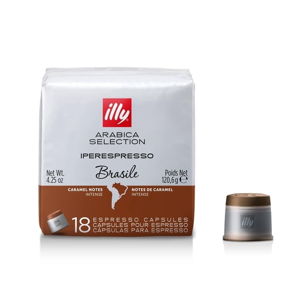 illy iperEspresso Coffee Capsules, Brasile Bold Roast, Single Origin, Arabica Selection, 18-Count