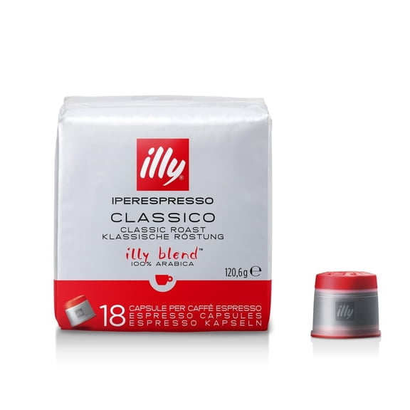 illy iperEspresso Coffee Capsules, Classico Medium Roast, 100% Arabica, 18-Count