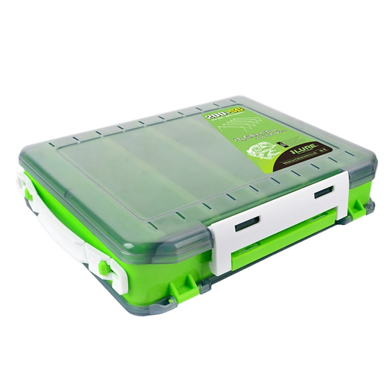 Ilure Double Sided Fishing Box Fishing Accessories Lures Hooks Storage Box Fishing Tackle Organizer Box, Size: Small, Green