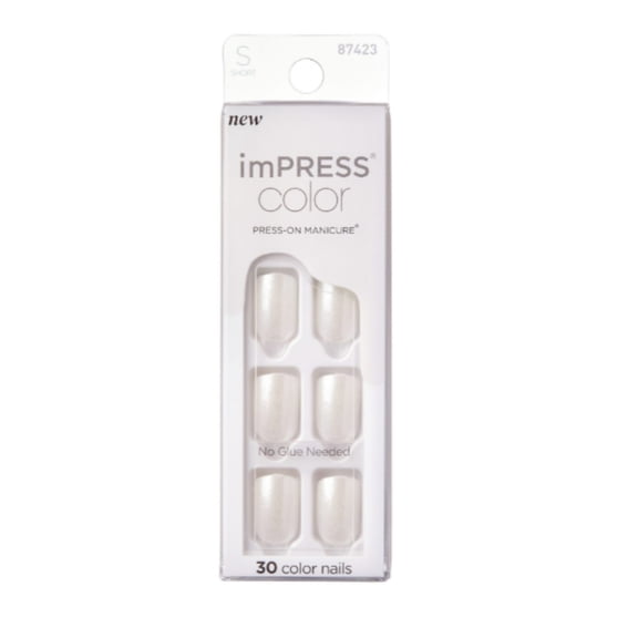 imPRESS Color Press On Nails, Pearlfection, Short Squoval, PureFit Technology, Patented Super Hold Adhesive, Chip Proof, Smudge Proof, Mini Nail File, Manicure Stick & 30 Fake Nails