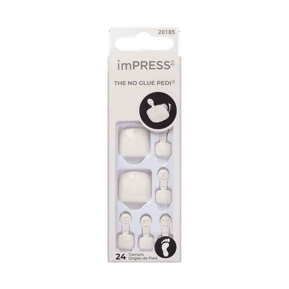 imPRESS Color Press-On Pedicure Off White Shade - 24 Toenails - Sea Spray
