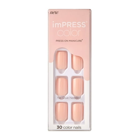 Impress Color Press On Nails, No Glue Needed, Light Pink, Short Squoval, 30 Ct.
