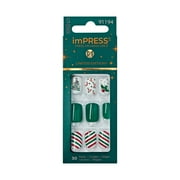 imPRESS Holiday Press-On Nails, Santamental, Green, Short Length, Square Shape, 30 Ct.