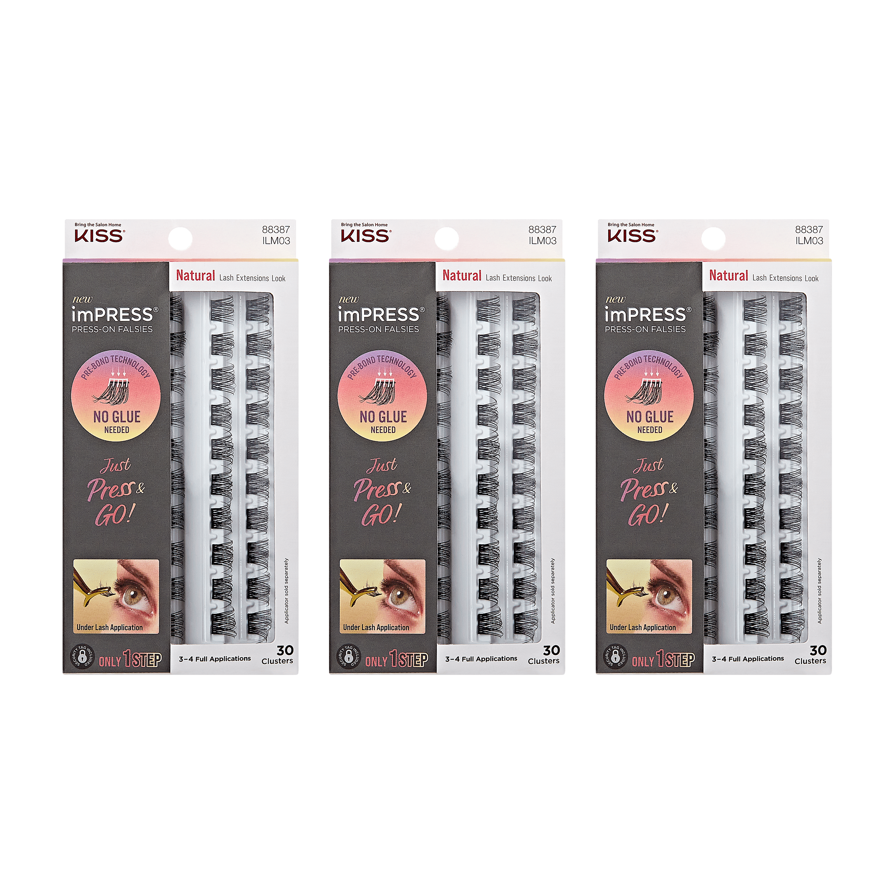 imPRESS Press-On Falsies 3-Pack Natural - 90 Clusters