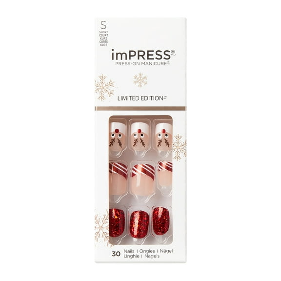 imPRESS Press-On Manicure Holiday Limited Edition Fake Nails, Cozy Night, 30 Count
