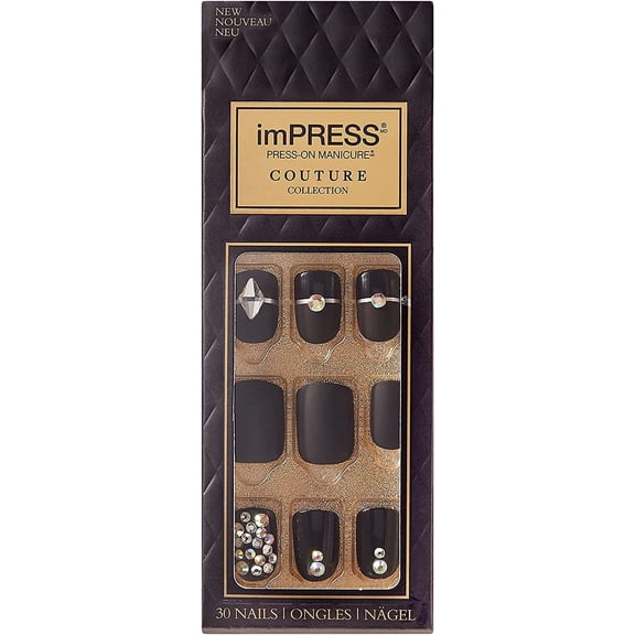 imPRESS Press-On Nails Couture Collection Manicure Kit, Lavish, Patented Super-Hold Adhesive, 30 Fake Nails with 12 Accent Nails