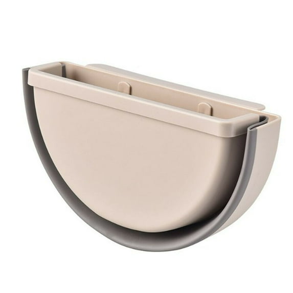 imUfer Kitchen Wall Mounted Trash Can Foldable Trash Can Beige Suitable For Hanging In Cabinet Car Bathroom