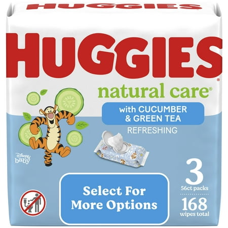Huggies Natural Care Refreshing Baby Wipes, Scented, 3 Pack, 168 Total Ct (Select for More Options)