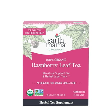 Earth Mama Organic Raspberry Leaf Tea, Herbal Tea for Labor Prep and Menstrual Support, 16 Tea Bags