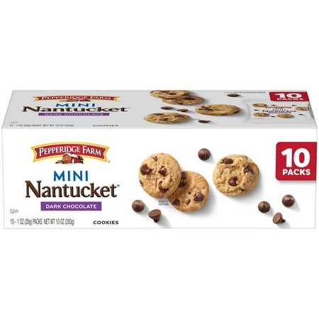 Pepperidge Farm Nantucket Mini Dark Chocolate Chip Cookies, 1 oz Snack Packs, 10 Pk