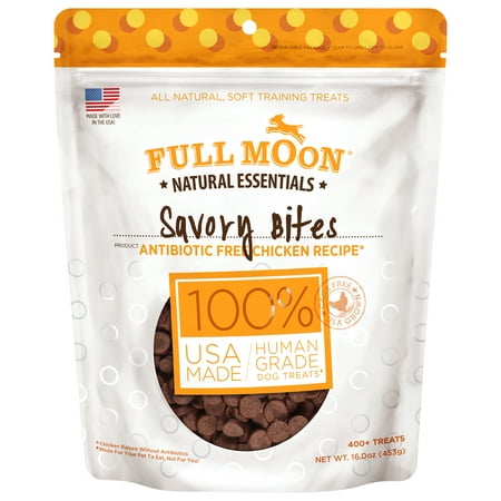 Full Moon All Natural Human Grade Dog Treats, Essential Chicken Savory Bites, 16 Ounce