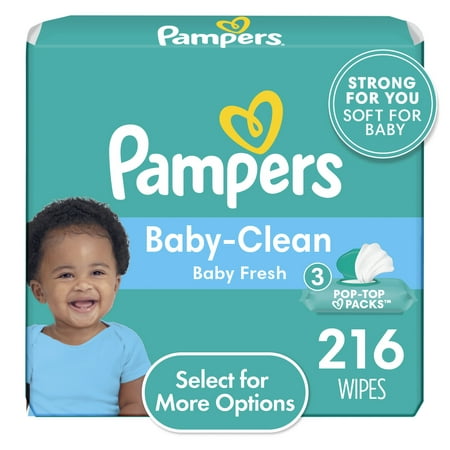 Pampers Baby Fresh Baby Wipes 3X Flip-Top Packs 216 Wipes (Select for More Options)