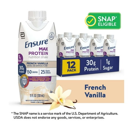Ensure Max Protein Shake, 30g Protein, French Vanilla, 11 fl oz, 12 Pack