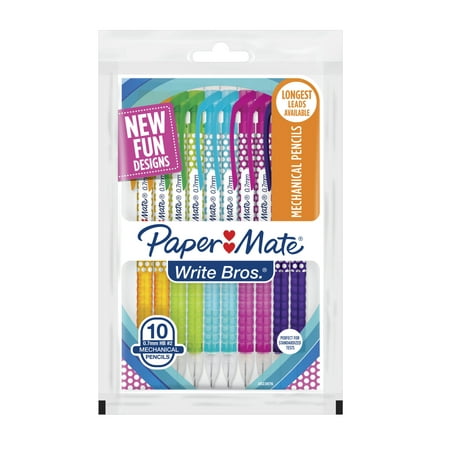 Paper Mate Write Bros. Mechanical Pencils, 0.7mm, HB #2, Fashion Wraps, 10 Count
