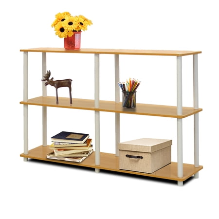 Furinno 99130BE/WH Turn-N-Tube 3-Tier Double Size Storage Display Rack, Beech/White