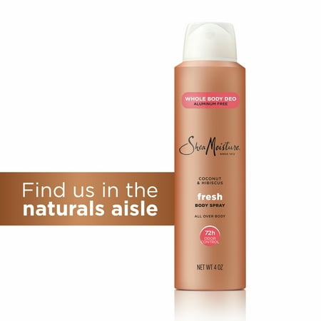 SheaMoisture Whole Body Deodorant Spray for Women Fresh Coconut & Hibiscus Aluminum Free, 4 oz