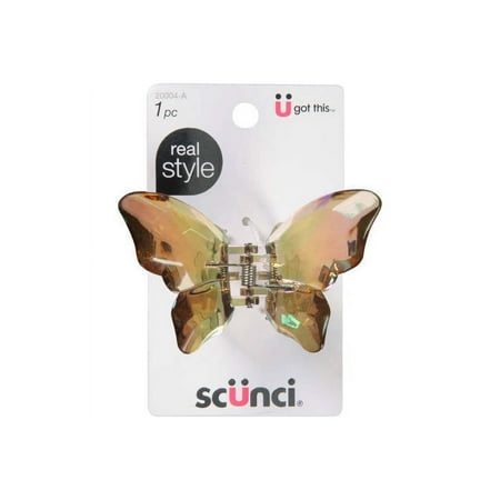Scunci Plastic Butterfly Claw Clip, Clear Amber, 1 Count