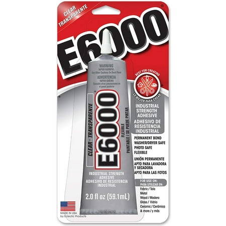 Eclectic E6000 Adhesive Glue, Industrial Strength, Clear, 237032, 2 fl. oz.