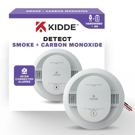 Kidde Hardwired Combination Smoke & Carbon Monoxide Detector, AA Battery Backup, 5-inch