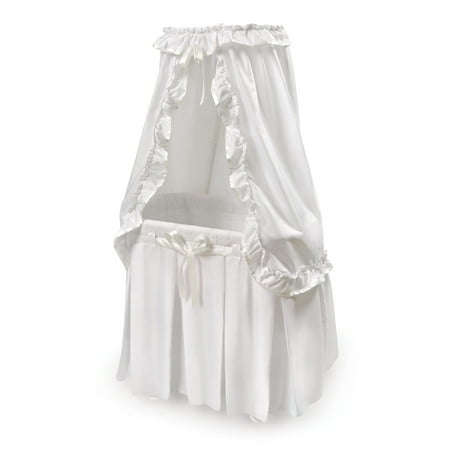 Badger Basket Majesty Baby Bassinet with Canopy - White Bedding