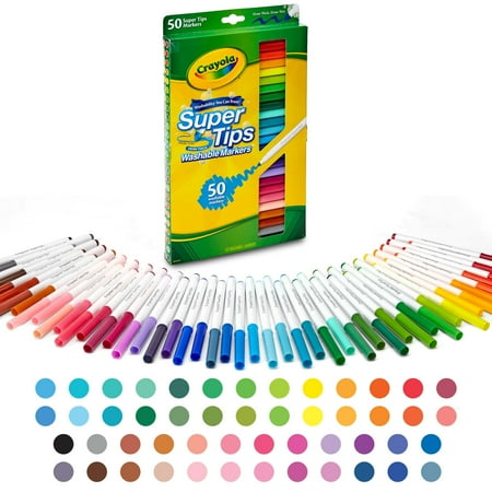 Crayola Super Tips Washable Markers for Kids, 50 Ct, Stocking Stuffers for Kids and Teens, Classroom Must Haves