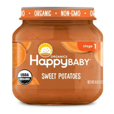 Happy Baby Organics Stage 1 Organic Baby Food, Sweet Potatoes 4oz 6 Pack, Shelf Stable Jar