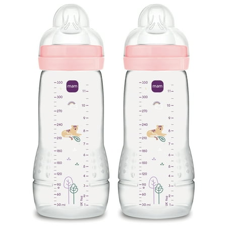MAM Easy Active 11oz 2 Pack Bottle, Pink