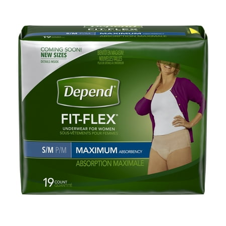 Depend FIT-FLEX Incontinence Underwear for Women, Maximum Absorbency, S/M, 19 count