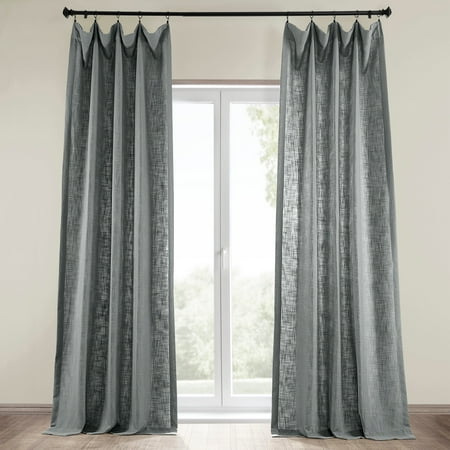Pewter Grey Heavy Faux Linen Curtain (1 Panel), Pewter Grey, 50W X 96L