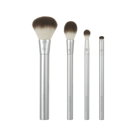 EcoTools Precious Metals Cheek + Eye Highlight Kit, Makeup Brushes for Face & Eyes, 4 Piece Set