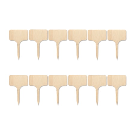 Way To Celebrate Wooden Food Label Tags, 12 Pieces, Brown, 4"