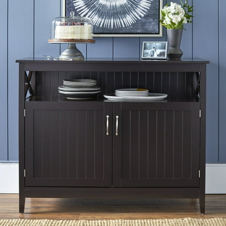 Southport Farmhouse Buffet Servers Espresso - Buylateral: Sturdy Wood Composite, Adjustable Shelf, Silver Hardware