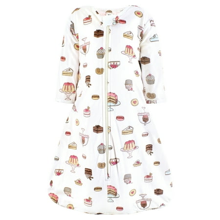 Hudson Baby Infant Girl Long Sleeve Plush Faux Fur Sleeping Bag, Wearable Blanket, Sweet Bakery, 0-6 Months