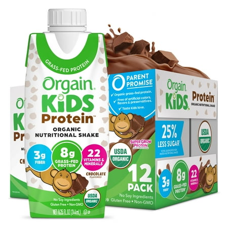 Orgain Organic Kids Nutritional Shake, 22 Vitamins & Minerals, Chocolate, 12ct