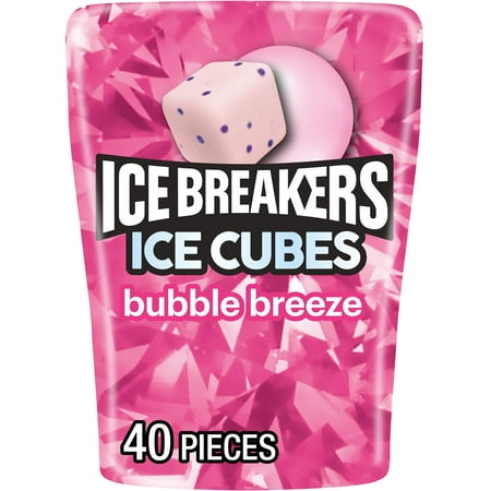 Ice Breakers Ice Cubes Bubble Breeze Sugar Free Chewing Gum, Bottle 3.24 oz, 40 Pieces