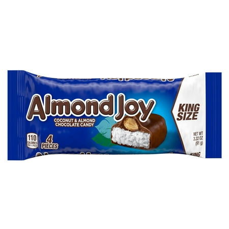 Almond Joy Coconut and Almond Chocolate King Size Candy, Bars 3.22 oz, 4 Pieces