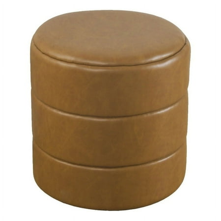 HomePop Round Ottoman, Carmel Faux Leather