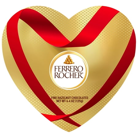 Ferrero Rocher Milk Chocolate Hazelnut, Valentines Chocolate Heart Gift Box, 10 Count