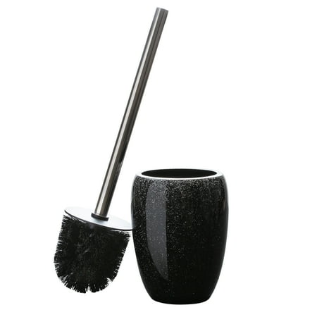 ELLE Paris Eclat Glitter Toilet Bowl Brush and Holder, Black