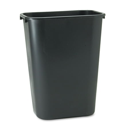 Rubbermaid Deskside Plastic Wastebasket, Rectangular, 10.25 Gal, Black