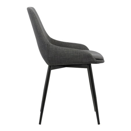 Armen Living Mia Modern Fabric Dining Chair in Black/Charcoal